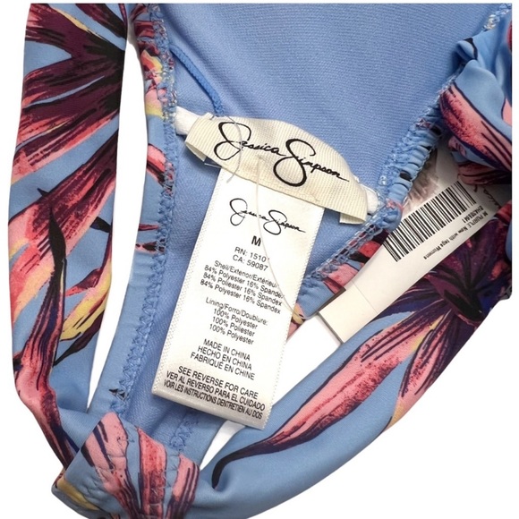 Jessica Simpson Palmy Days Bikini O-Ring Smocked Swim Top Lilac Size Medium - Picture 4 of 6